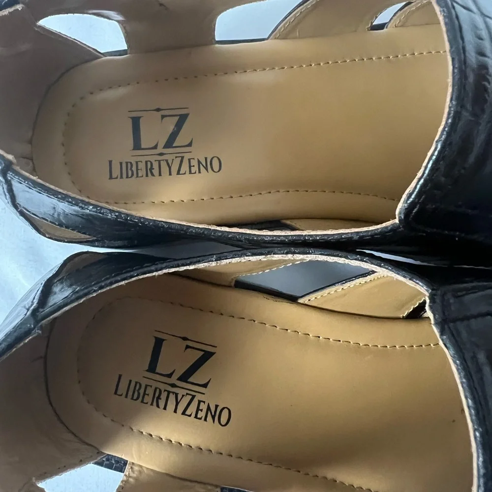 Liberty Zeno Men’s Black Dressy Loafers with Glossy Leather Finish, Size 13, New